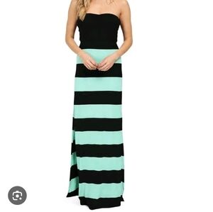 Hurley Black and Teal Strapless Dress